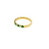 Bold & Elegant 18K Yellow Gold 0.40 Carats Emerald & 0.28 Carats Diamond Stackable Band