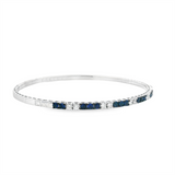 Elegant & Eye Catching 14K Gold White & Titanium 0.92 Carats Sapphire & 0.41 Carats Diamond Flexible Bangle Bracelet, Length 6.5 Inch