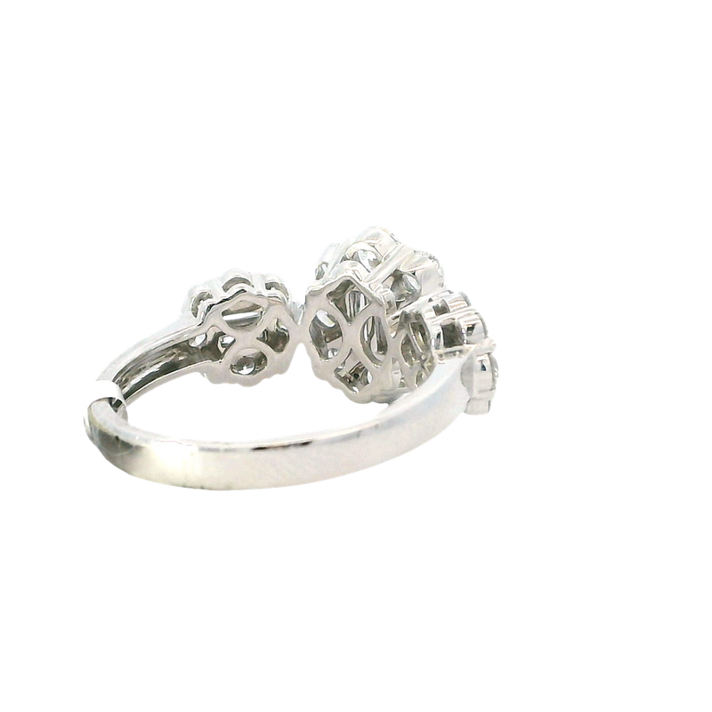 Elegant & Trendy 18K Gold White 1.49 Carats Baguette & Round Diamond Halo Fashion Ring