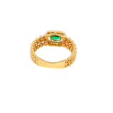 Bold & Elegant 18K Yellow Gold Oval Cut 0.44 Carats Emerald & 0.19 Carats Diamond Halo Ring