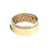 Bold & Elegant 14K Yellow & White Gold 0.22 Carats Emerald & 0.234 Carats Diamond Ring