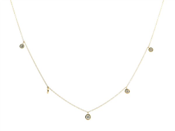 Elegant Diamond Necklaces 18K Gold Yellow 0.51 Carats Diamond Fringe Station Necklace - 18 Inch