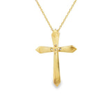 Elegant Diamond Necklaces & Pendants 18K Yellow Gold Satin Finish 0.10 Carats Diamond Cross Pendant