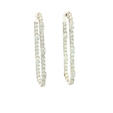 Classic & Contemporary 18K White Gold Inside Out 3.54 Carats Diamond 43 x 17 MM Elongated Oval Hoop Earrings