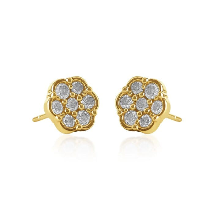 Yellow 10 Karat Gold 1/2 Carats Diamond Stud Earrings