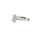 18K White Gold Halo 0.91 Carats Diamond Halo Wedding Set - Semi Mount 0.58 Carats Engagement Ring & Matching 0.33 Carats Wedding Band
