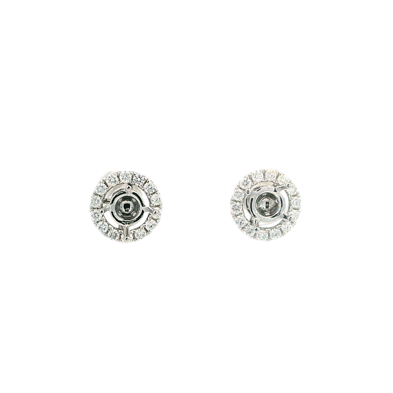 Classic & Contemporary 18K White Gold 0.45 Carats Diamond Semi Mount Stud Earrings & Halo Jackets