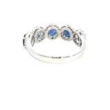 Bold & Elegant Platinum 1.43 Carats Blue Sapphires & 0.29 Carats Diamond Halo Band