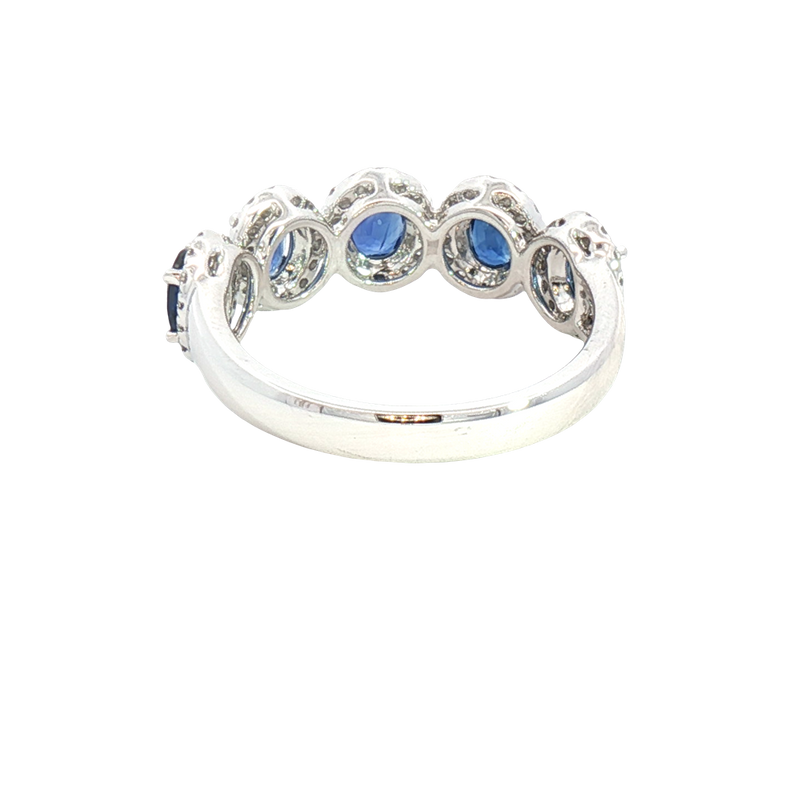 Bold & Elegant Platinum 1.43 Carats Blue Sapphires & 0.29 Carats Diamond Halo Band