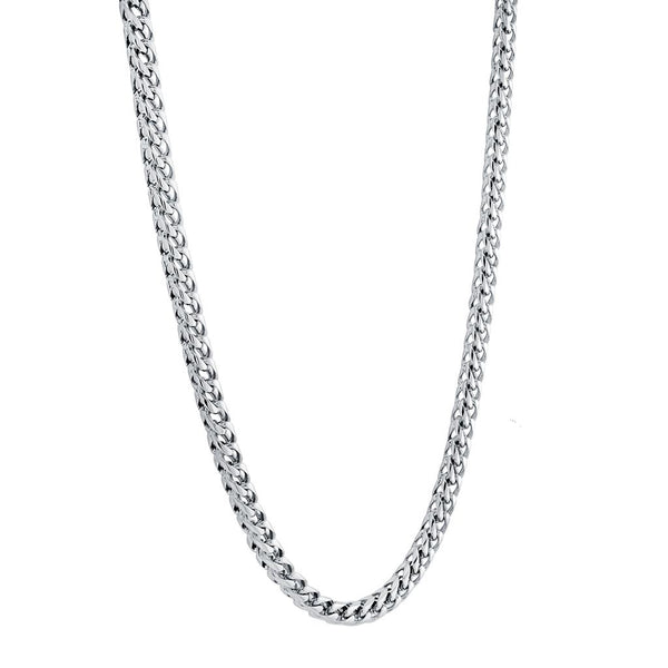 White Stainless Steel 3.5mm Franco Chain, 24 Inch