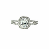 White 18 Karat Gold 0.43 Carats Diamond Halo Cushion Engagement Ring