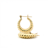 Elegant Precious Metal Earrings Vintage 14K Gold Yellow Medium Shrimp Hoop Earrings