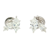 Classic & Contemporary 14K White Gold Marquise Cut 2.12 Carats Lab Grown Diamond Stud Earrings