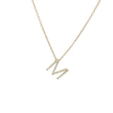 Elegant Diamond Necklaces 14K Gold Yellow 0.20 Carats Diamond Drop Initial M Pendant Necklace - 20 Inch