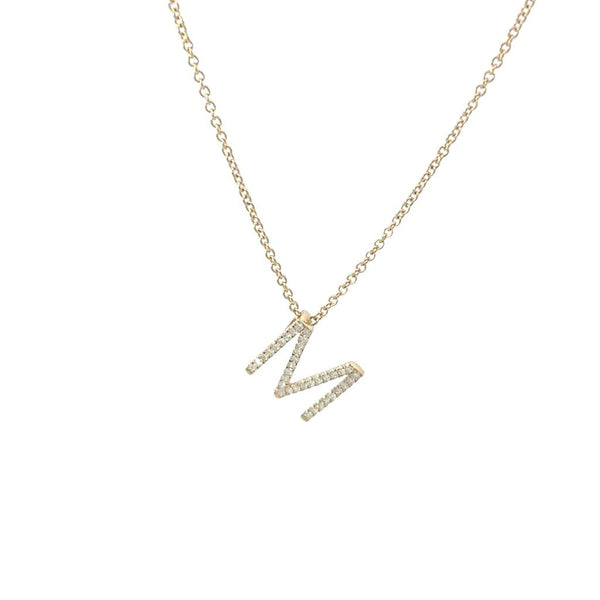 Elegant Diamond Necklaces 14K Gold Yellow 0.20 Carats Diamond Drop Initial M Pendant Necklace - 20 Inch