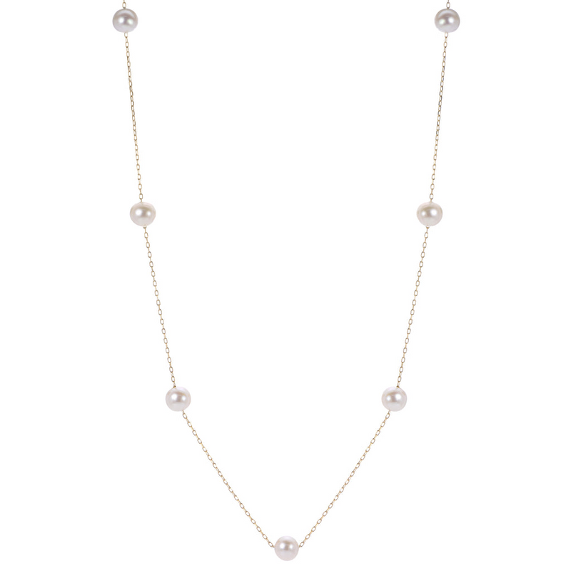 Elegant Pearl Necklaces & Pendants 14K Yellow  Gold 6.5-7MM Akoya Pearl Necklce - 18 Inch