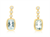 Vibrant Color Stone 14K Gold Yellow 0.95 Carats Aquamarine & 0.10 Carats Diamonds Dangle Earrings
