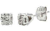 Classic & Contemporary 14K Gold White 0.06 Carats Illusion Set Diamond Stud Earrings