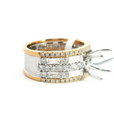 Elegant Diamond Mountings 18K Rosé & White Gold 1.50 Carats Round Semi Mount Ring - 1.38 Carats Baguette & Round Diamond