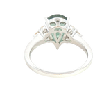 Bold & Elegant 18K White Gold Pear Cut 2.61 Carats Green Tourmaline & 0.39 Carats Diamond Ring