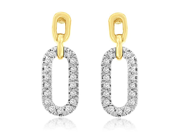 Yellow 14 Karat Gold 0.10 Carats Diamond Dangle Earrings