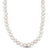 Elegant Pearl Necklaces 14K Gold Yellow 6.5-7MM Pearl Strand Pendant Necklce - 18 Inch