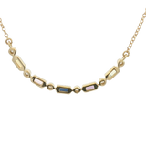 Vibrant Colored Stone Necklaces 14K Yellow Gold 0.35 Carats Multi Colored Sapphire & 0.05 Carats Diamonds Curved Bar Necklace, 18 Inch