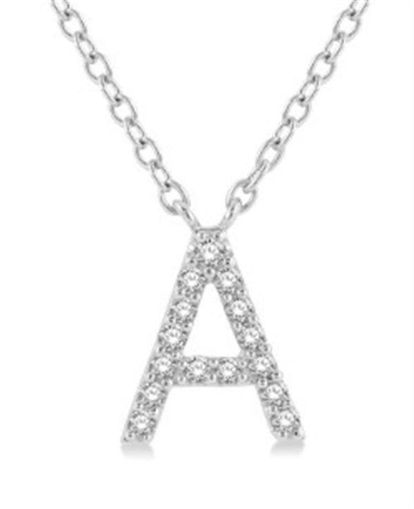 White 10 Karat Gold 0.05 Carats Diamond Initial Necklace