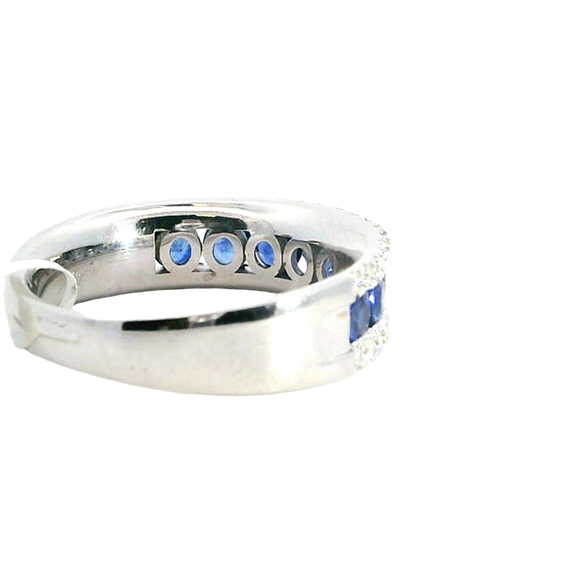 Bold & Elegant 18K White Gold 0.98 Carats Blue Saphhire & 0.35 Carats Diamond Stackable Band