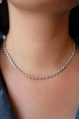 Elegant Diamond Necklaces 18K White Gold 12.23 Carats Diamond Step Design Tennis Necklace - 17 Inch