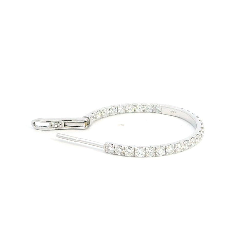 Classic & Contemporary 18K White Gold Inside Out 1.35 Carats Diamond Large Hoop Earrings