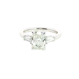 14K White Gold Three Stone Retangular Cushion & Trapezoid Cut 2.65 Carats Lab Grown Diamond Ring