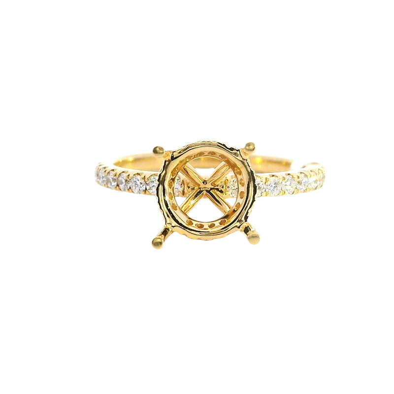 Elegant Diamond Mountings 18K Yellow Gold 3.0 Carats Round Diamond Semi Mount Ring - 0.32 Carats