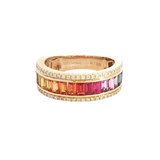 Bold & Elegant 14K Yellow Gold Baguette 2.17 Carats Rainbow Sapphires & 0.26 Carats Diamond Band