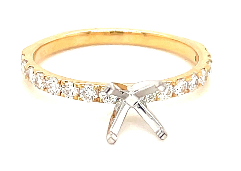 14 Karat Gold 0.46 Carats Diamond Solitaire Semi-Mount Engagement Ring
