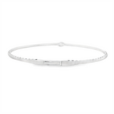 Sophisticated & Timeless Diamond Bracelets 14K Gold White & Titanium Wire 0.22 Carats Oval Bezel & Round Diamond Flexible Bangle Bracelet - 0.22 CTW, Size 6.75 Inch