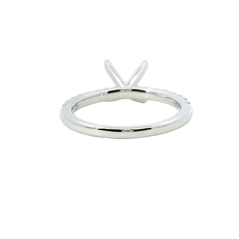 Elegant Diamond Mountings 14K Gold White Stackable Round Engagement Ring - 0.35 Carats Accent Diamonds