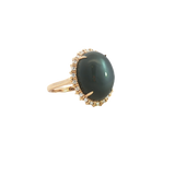 Bold & Elegant 14K Yellow Gold Oval Cabochon Cut 11.5 Carats Moonstone & 0.22 Carats Diamond Halo Ring