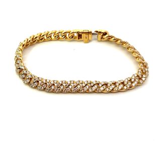 Yellow 18 Karat Gold 4.03 Carats Diamond Curb Bracelet