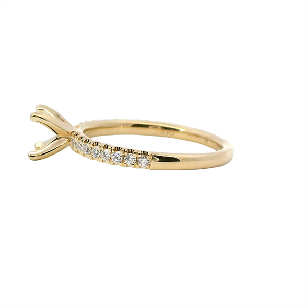 14K Gold Yellow Diamond Accented Round Engagement Ring - 1/4 CTW Diamond