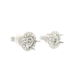 Classic & Contemporary 18K White Gold 0.45 Carats Diamond Semi Mount Stud Earrings & Halo Jackets