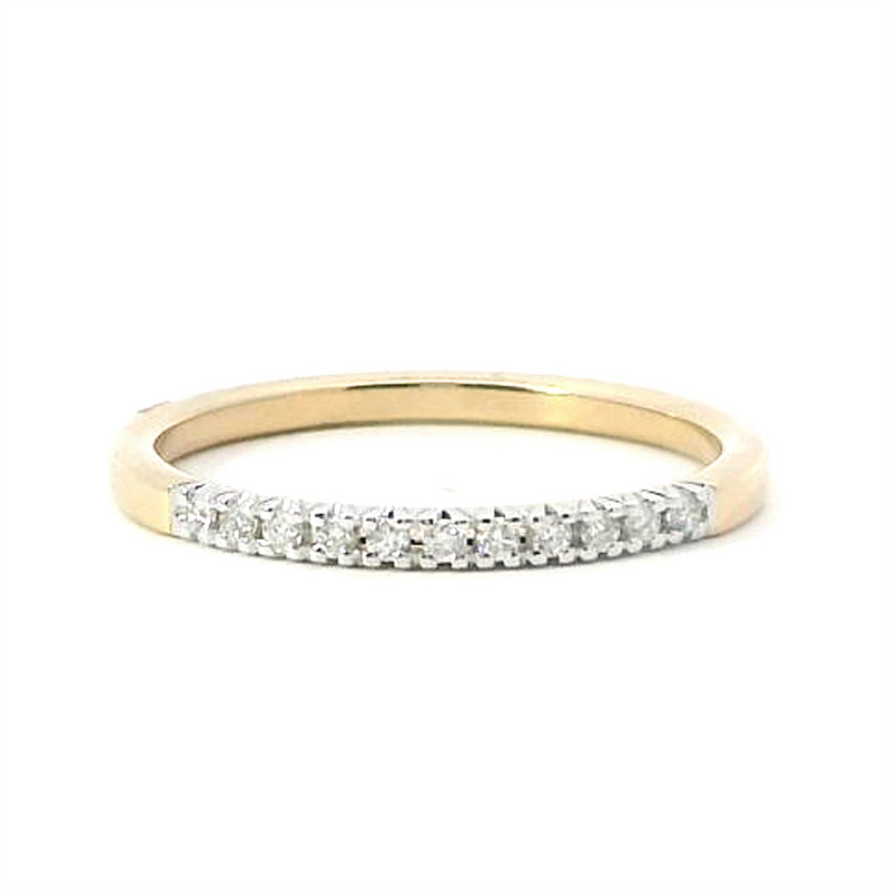 Elegant Diamond Bands 10K Gold Yellow Stackable 1/10 Carats Diamond Anniversary Band