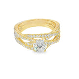 Elegant Diamond Mountings 14K Yellow Gold Round Cut Cubic Zirconium & 0.84 Carats Diamond Engagement Ring