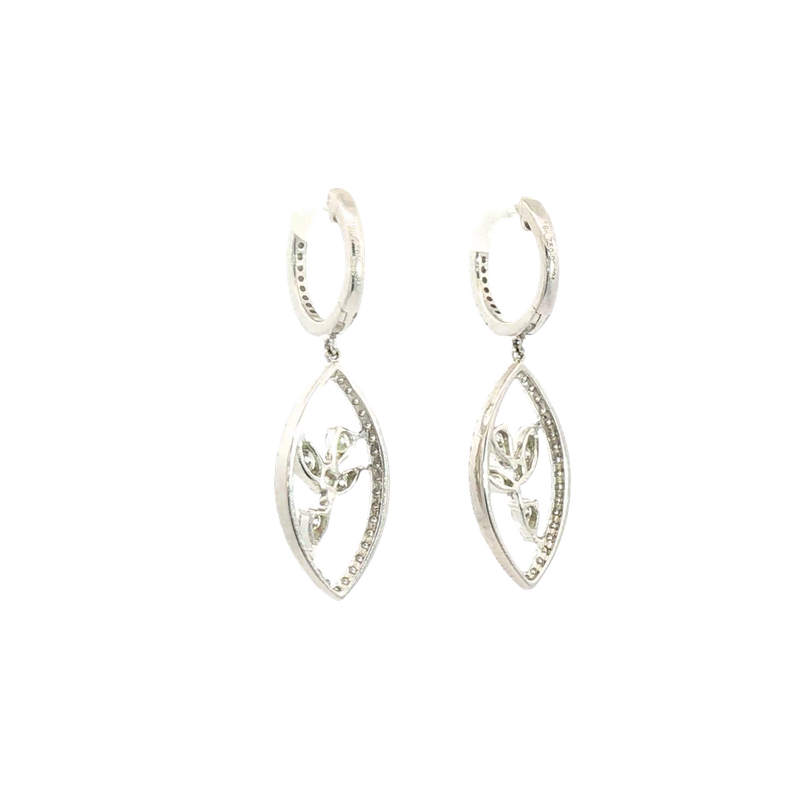 Classic & Contemporary 18K White Gold 0.89 Carats Diamond Dangle Earrings