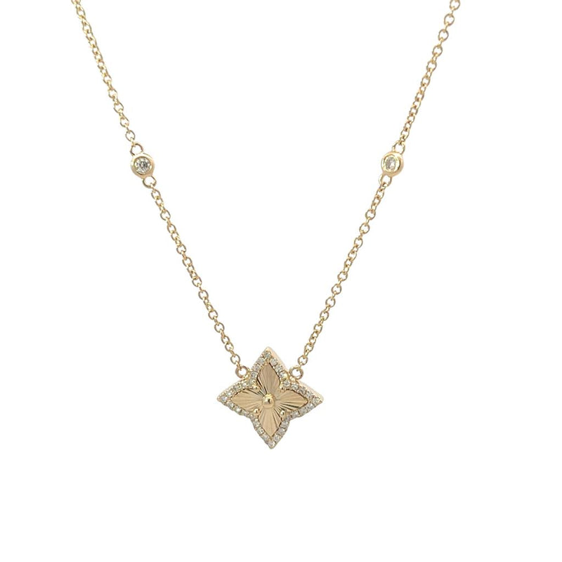 Elegant Diamond Necklaces 14K Gold Yellow 0.15 Carats Diamond Drop Four Point Star Necklace - 18 Inch