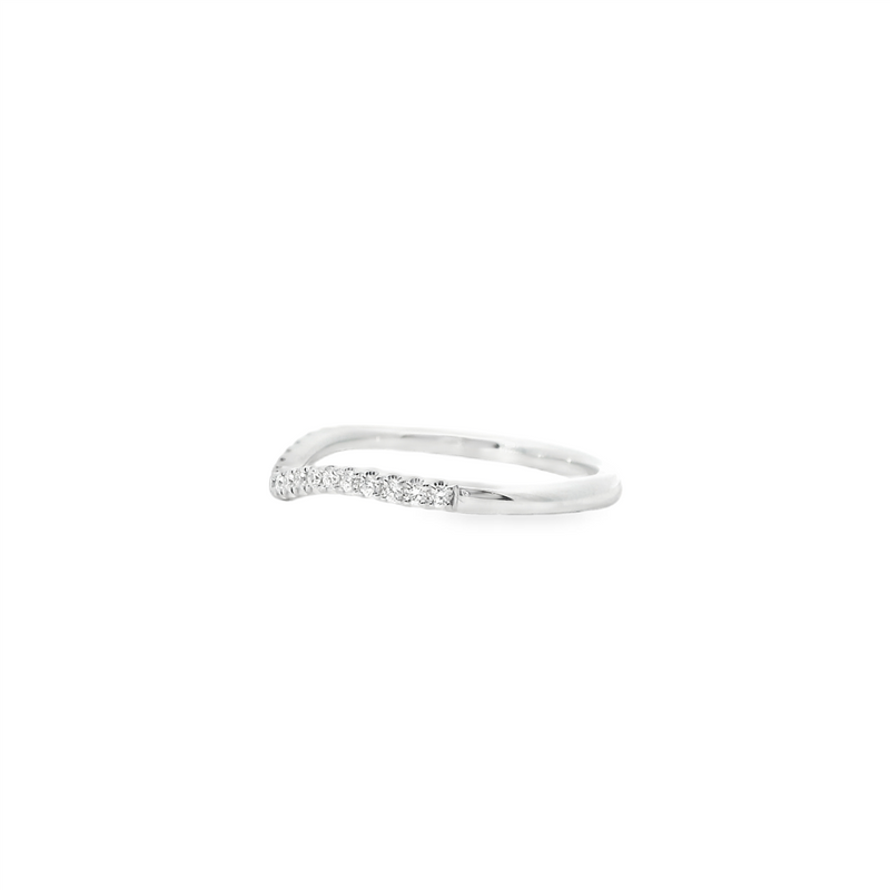 Elegant Diamond Bands 14K Gold White Contoured 0.15 Carats Diamond Anniversary Band
