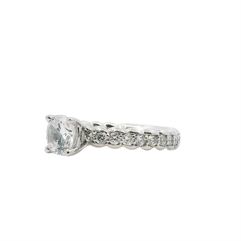 Elegant Diamond Mountings 14K Gold White Diamond Accented Round Engagement Ring - 0.65 Carats Accent Diamonds