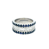 Bold & Elegant 14K Gold White Channel Set 1.41 Carats Baguette Diamond & 0.97 Carats Round Blue Sapphire Band