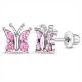 Sterling Silver Dainty Cubic Zirconium Butterfly Earrings