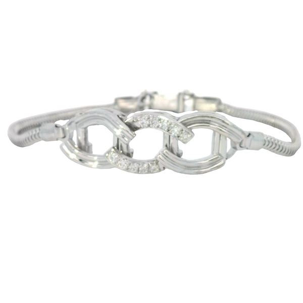 Sophisticated & Timeless Diamond Bracelets 14K Gold White Add-A-Link Round Diamond & Polished Curb Link Bracelet Starter - 0.30 CTW, Size 7.5 Inch